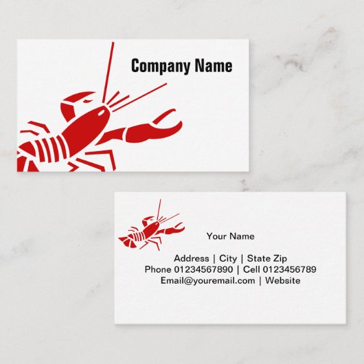 Rode kreeft visitekaartje | Zeevruchten sjabloon (Voorkant / Achterkant)