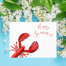 Rode kreeft voor witte volle zomer briefkaart