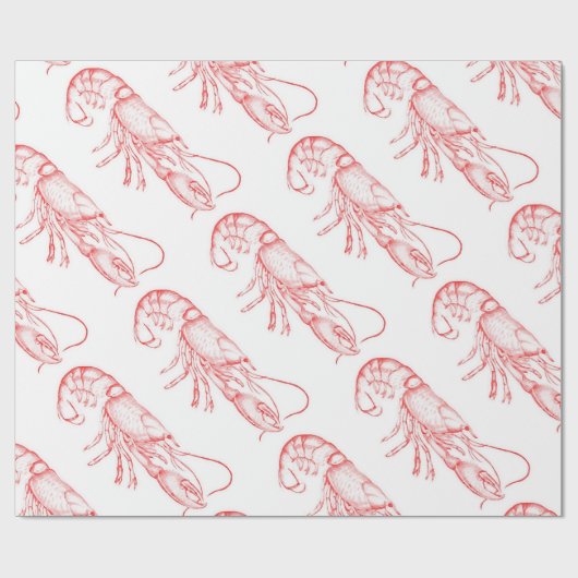  rode kreeft - waterverf cadeaupapier (Vlak)