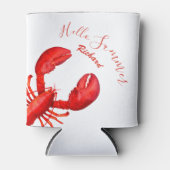 Rode kreeft, wit hallo zomernaam blikjeskoeler (Voorkant)