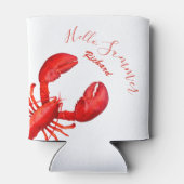 Rode kreeft, wit hallo zomernaam blikjeskoeler (Achterkant)