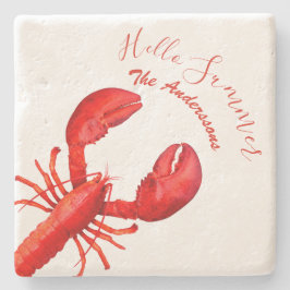 Rode kreeft, wit hallo zomernaam stenen onderzetter
