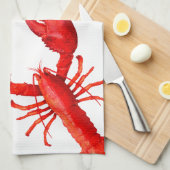 Rode kreeft, wit hallo zomernaam theedoek (Quarter Fold)