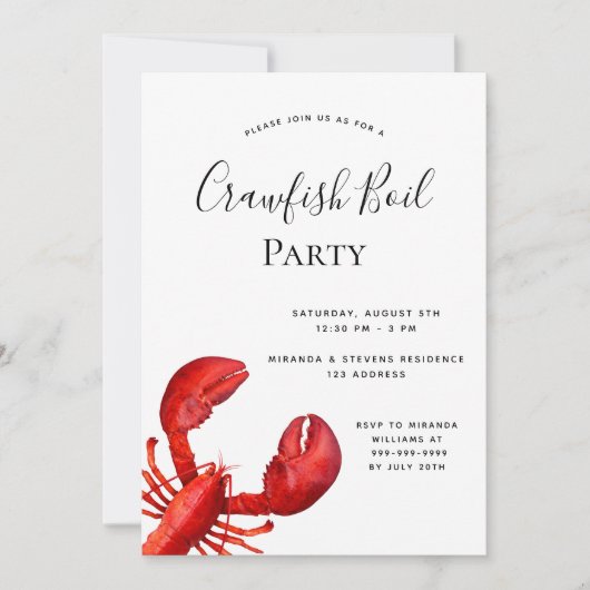 Rode kreeft wit kaart (Voorkant)