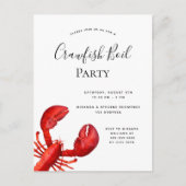 Rode kreeft wit uitnodiging briefkaart (Voorkant)