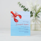 Rode kreeft zee budget Zomerfeest uitnodiging (Staand voorkant)