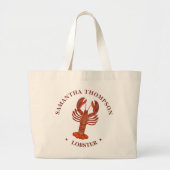 Rode Kreeft Zeevruchten Grocery Gepersonaliseerd Grote Tote Bag (Voorkant)