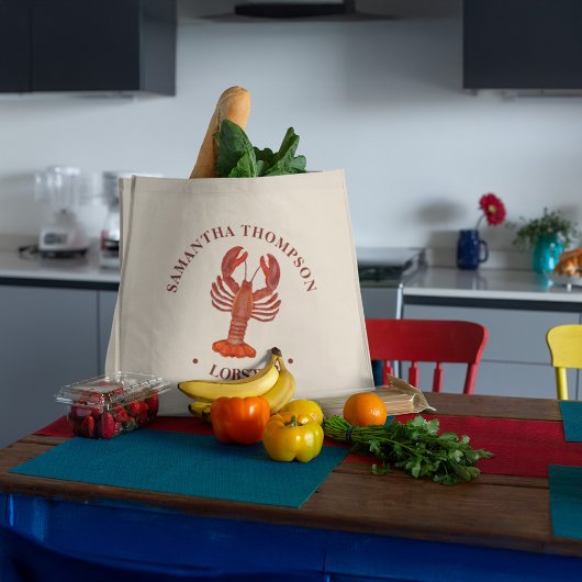 Rode Kreeft Zeevruchten Grocery Gepersonaliseerd Grote Tote Bag