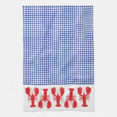 Rode kreeften Blauw Wit Gingham Kustreizen Theedoek (Verticaal)