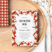 Rode Kreeften Koken Zeekruit Verjaardagsfeestje Kaart