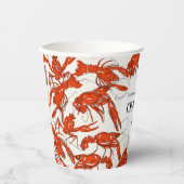 Rode Kreeften Koken Zeevruchten Verjaardagsfeestje Papieren Bekers (Voorkant)