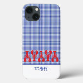 Rode kreeften Preppy Blue Gingham Naam Plezier Case-Mate iPhone Case (Achterkant)