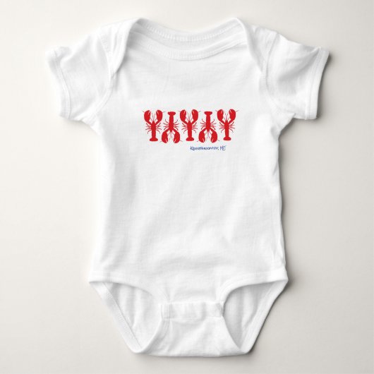 Rode kreeften Preppy Kustlocatie Leuke Baby Romper (Voorkant)