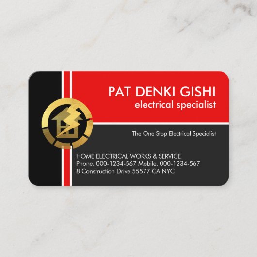Rode kriskras elektrische leidingen visitekaartje (Voorkant)