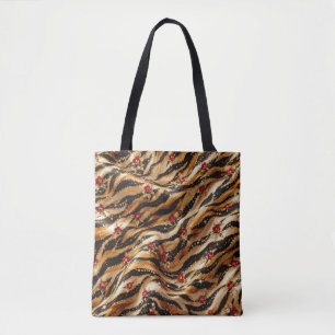 Rode Kristallen Roos Tijger Stof Tote Bag