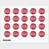 Rode Kristallen Sneeuwvlok Kerststicker Ronde Sticker (Vel)