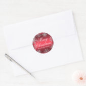 Rode Kristallen Sneeuwvlok Kerststicker Ronde Sticker (Envelop)