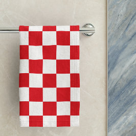 Rode Kroatisch Schaakbord Geometrisch Patroon Handdoek