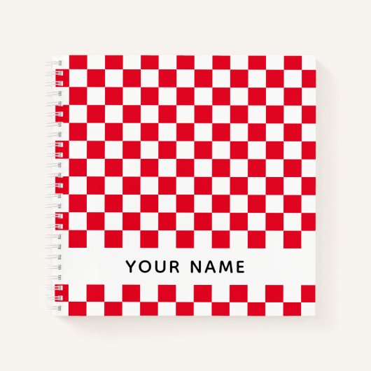 Rode Kroatische geometrische controleurs met naam Notitieboek (Voorkant)
