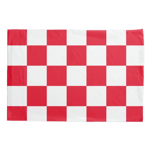 Rode Kroatische Geometrische gebanste Patroon Kussensloop (Achterkant)