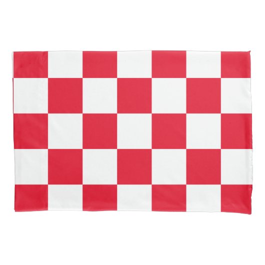 Rode Kroatische Geometrische gebanste Patroon Kussensloop (Voorkant)