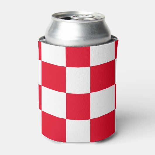 Rode Kroatische Geometrische Vette Checkers Koelbo Blikjeskoeler (Blikje Voorkant)