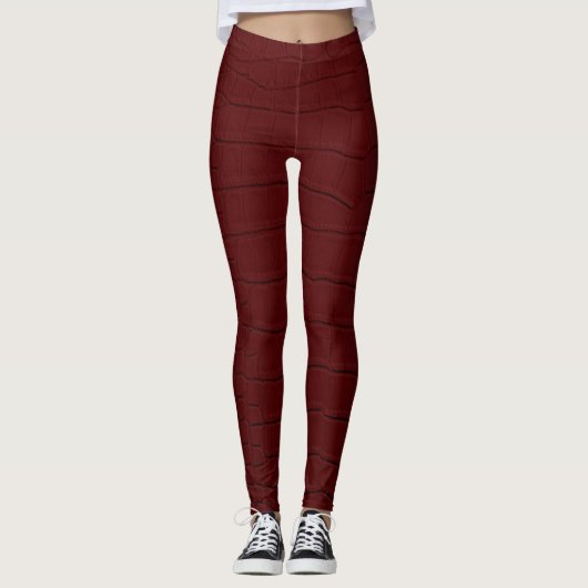 Rode krokodillen huidafdruk leggings (Voorkant)
