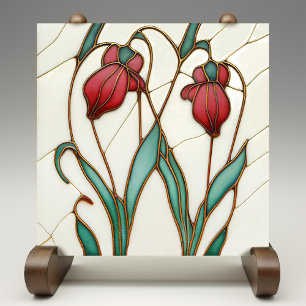 Rode Krokus Muur Decor Art Nouveau Art Deco Tegeltje
