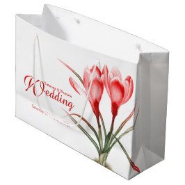 Rode krokus waterverf kunst bruiloft geschenk tas groot cadeauzakje