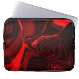 Rode krommen en golvingen op een donkere achtergro laptop sleeve