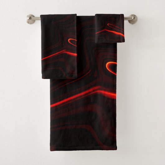 Rode krommen of golvingen in het donkerste rode fo bad handdoek (Insitu)