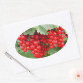 Rode Krommen op het Plant. Groene bladeren. Ovale Sticker (Envelop)