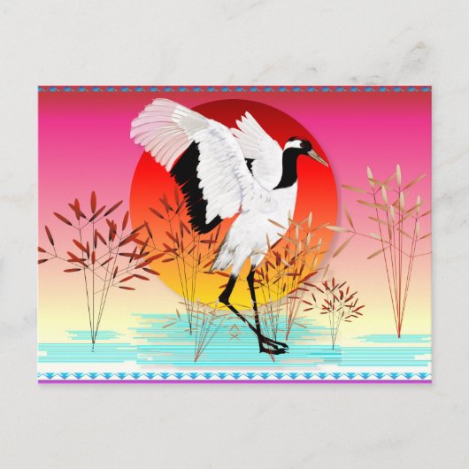 Rode kroonkraan en Sun-Briefkaart instellen Briefkaart (Voorkant)