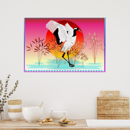 Rode kroonkraan en Sun-Posters Poster (Keuken)