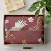 Rode Kroonkraan Sakura Patroon (1) Tissuepapier (Geschenk)