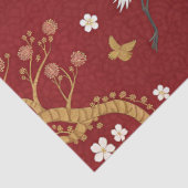 Rode Kroonkraan Sakura Patroon (1) Tissuepapier (Detail)