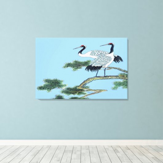 Rode kroonkraan, vast gevlekt canvas afdruk (Insitu (Houten vloer))