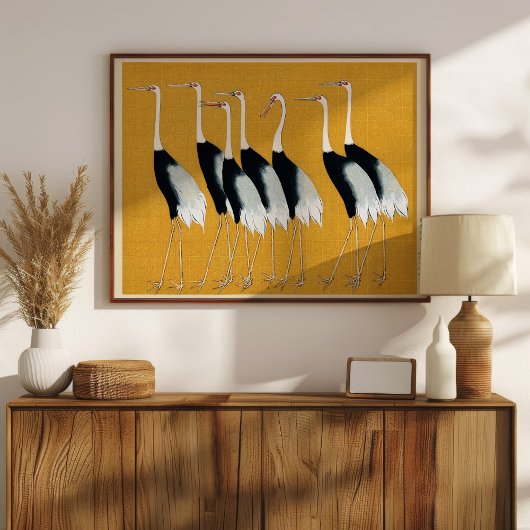 Rode kroonkranen van Ogata Korin houtsnede Poster