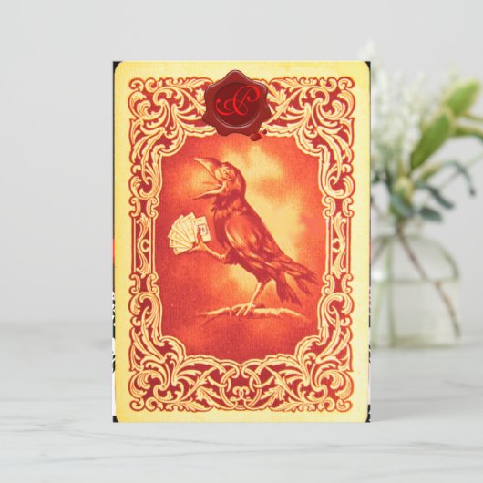 RODE KROUWKARTKAARTEN, POKERPARTIJ WAX SEAL KAART (Staand voorkant)