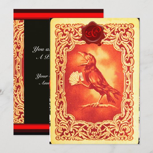 RODE KROUWKARTKAARTEN, POKERPARTIJ WAX SEAL KAART (Voorkant / Achterkant)