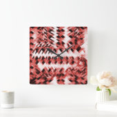 Rode kruidachtige strepen met glas- of spiegelscho vierkante klok (Huis)