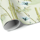 Rode kruin Japanse kranen met Bamboe Patroongesche Cadeaupapier (Rol Hoek)