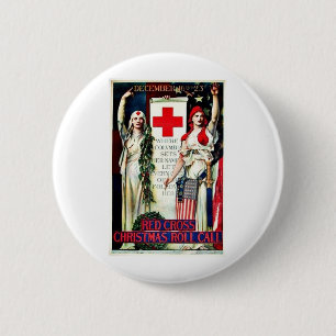 Rode Kruis Kerstmis Ronde Button 5,7 Cm