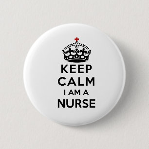 rode kruis kroon Keep Calm Ik ben een verpleegster Ronde Button 5,7 Cm