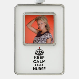 rode kruis kroon Keep Calm Ik ben een verpleegster Verzilverd Omlijst Ornament