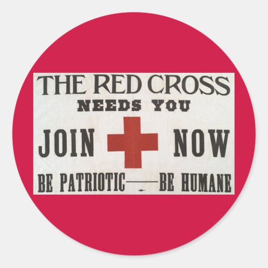 Rode Kruis Ronde Sticker (Voorkant)
