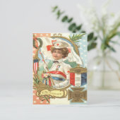 Rode Kruis Verpleegster Bloemen Krans Briefkaart (Staand voorkant)