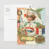 Rode Kruis Verpleegster Bloemen Krans Briefkaart (Voorkant / Achterkant)