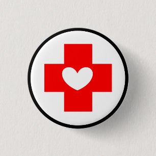 Rode Kruis Verpleegster Symbool Button met Wit Har