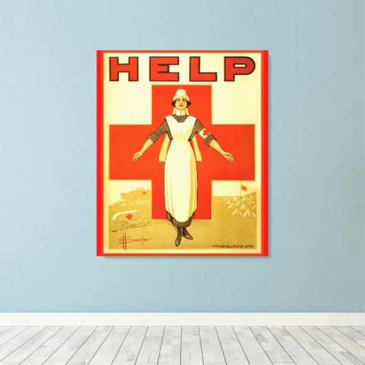 Rode Kruis Verpleegster Wereldoorlog 1 Poster Inge Canvas Afdruk (Insitu (Houten vloer))